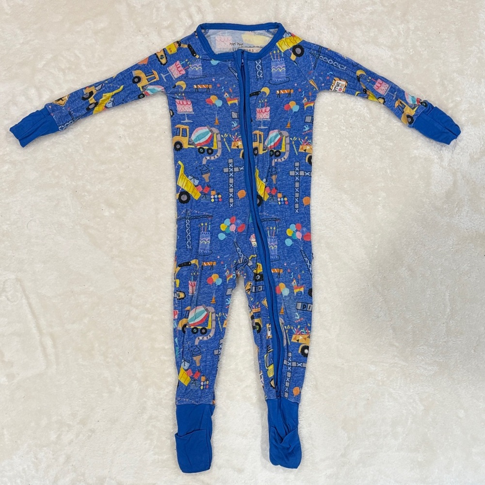 Little Sleepies Blue Construction Kids Footie